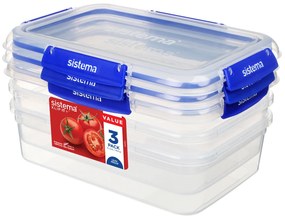 Sistema Zestaw 3 sztuk wodoszczelnych pojemników na żywność KLIP IT PLUS 4 klipsy 2,2 l