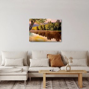 Obraz na szkle - Za rzeką (70x50 cm)