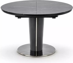 Stół rozkładany Ricard okrągły 120–160 cm MDF lakierowany szkło marmur szary glamour nowoczesny stół do jadalni salonu