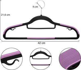 Zestaw wieszaków z antypoślizgową nakładką SOFTY 20 szt. czarno-fioletowe