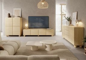 Komoda 2D3S Zissa – nowoczesna komoda z 3 szufladami i 2 drzwiami do salonu, dąb Vicenza