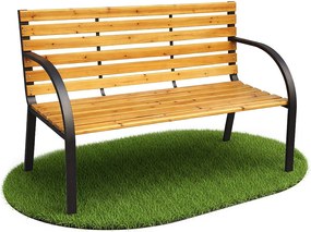 Ławka ogrodowa DALIA z lakierowanego drewna stalowe nogi szerokość 122 cm