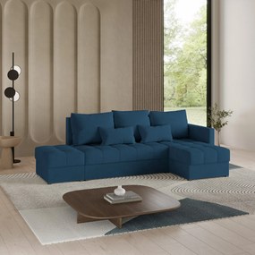 Masseno Narożnik LUMARI z funkcją spania i pojemnikiem na pościel Narozniki L, Rozkładana sofa - Niebieski, KRONOS 09