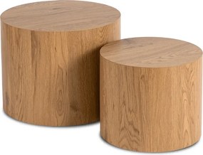 Zestaw Stolików Kawowych LEILA 38 cm/48 cm Dąb Naturalny Skandynawski Loft