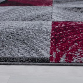 Dywan nowoczesny Plus Kwadraty szaro-czerwony 120 cm x 170 cm
