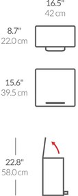 Simplehuman Mini kosz na śmieci z pedałem dosegregacji odpadów 15 l, czarny matowy