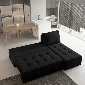 Masseno Narożnik DOMIRA z funkcją spania i pojemnikiem na pościel Narozniki L, Rozkładana sofa - Czarny, KRONOS 07