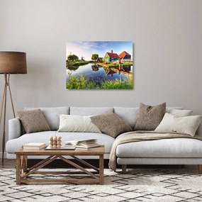 Obraz na szkle holenderskich młynów (70x50 cm)