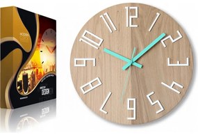 Zegar na ścianę nowoczesny drewniany z dużymi cyframi okrągły cichy loft