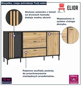 Komoda nowoczesna z nóżkach dąb mauvella Rilo 3X