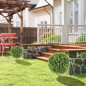 HOMCOM Zestaw 2 sztucznych roślin, Kule bukszpanowe z ziemiakiem, do wnętrza i na zewnątrz, odporne na UV, Zielone