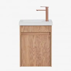 Zestaw Wiszących Mebli Łazienkowych Zintegrowany Z Umywalką Narek Popielaty Brąz & Bezlusterkowiec - Sklum