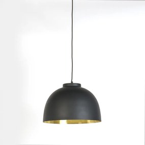 Wisząca lampa czarna z mosiężnym wnętrzem 40 cm - Hoodi