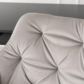 Zestaw Stół Prostokątny Rozkładany VICTOR 160-240 cm Czarny Marmur i 4 Krzesła MODESTO Szare Welurowe Nowoczesne