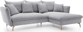 Popielata sztruksowa kanapa narożna z pojemnikiem H9-L51