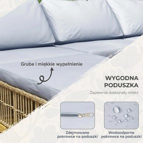 Outsunny Zestaw Mebli ogrodowych, 5-częściowy, z poduszkami do siedzenia, Syntetyczny rattan, rama ze stali nierdzewnej, Szary