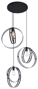 Lampa Wisząca Design Czarna Okrągła 3-Światła - Indu