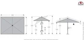 MyZone 300 x 200 cm - parasol z automatycznym odchylaniem i rączką : Substancja Desen - 840
