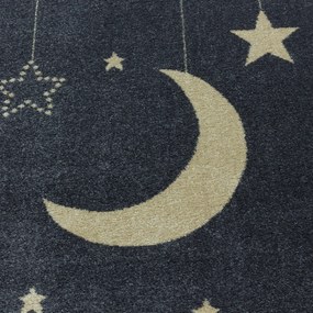 Dywan dziecięcy Funny księżyc nad chmurkami szaro-złoty 160 cm x 230 cm