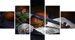 Obraz - Róże i skrzypce (125x70 cm)