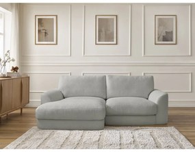 Jasnoszary narożnik z materiału bouclé (lewostronny/z szezlongiem) Leonore – Bobochic Paris