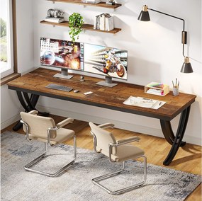 Biurko komputerowe dla 2 osób, biurko o długości 200 cm, duże podwójne biurko dla dwóch osób