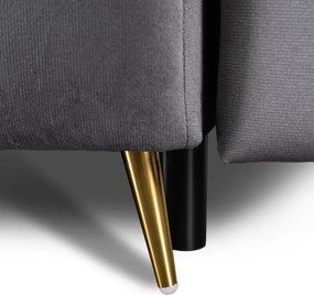 Sofa z Funkcją Spania SEUL Rozkładana Dwuosobowa Welurowa Szara Nowoczesna do Salonu