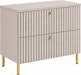 Szafka łazienkowa stojąca z blatem 80, kaszmir + blat kaszmir, uchwyty w trzech kolorach, nogi złote, 80 x 44,4 x 73,6 cm
