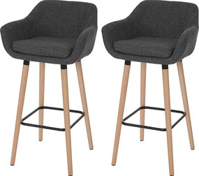 Stołek barowy Vaasa T381 (zestaw 2 szt.),  tekstylny, ciemnoszary