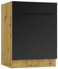 Szafka dolna z szufladą 60 cm dąb artisan + czarny - Orfa 9X