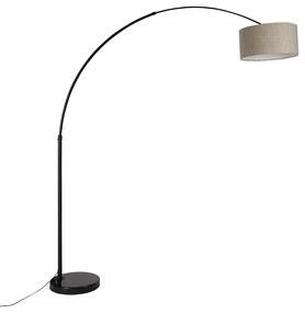 Luk Nowoczesna lampa łukowa czarna z abażurem boucle taupe 50 cm - XXL Nowoczesny Oswietlenie wewnetrzne