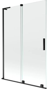 Mexen Velar L parawan nawannowy 2-skrzydłowy rozsuwany 120 x 150 cm, transparent, czarny - 896-120-003-01-70
