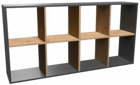 Nowoczesny stojący regał na książki antracyt + dąb artisan - Atela 5x