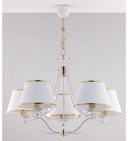 Jupiter 2084 - Żyrandol na łańcuchu SAMBA 5xE27/15W/230V biały/złoty