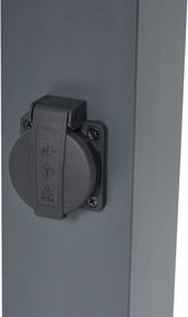 Lampa zewnętrzna ciemnoszara ze szkłem opalowym 80 cm IP44 z gniazdem i czujnikiem ruchu - Malios