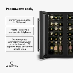 Klarstein Shiraz chłodziarka do wina, 2 strefy chłodzenia, oświetlenie LED, sterowanie dotykowe