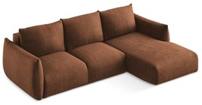 Rozkładany narożnik (prawostronny/z szezlongiem) w kolorze terakoty Leila – Makamii