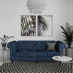 Ciemnoniebieska aksamitna rozkładana sofa 236 cm Felix – Støraa