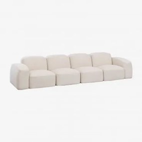 Bastian 4-częściowa Modułowa Sofa Szenila Gruba Biała - Sklum