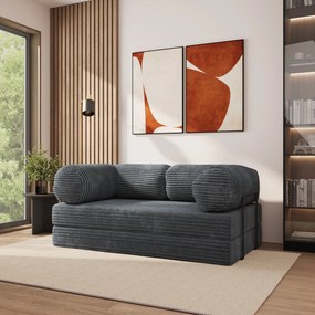 Masseno Sofa piankowa ALVIO z funkcją spania, Kanapa z pianki do salonu, Bezmontażowa, Tkanina sztruksowa – Grafitowy TILIA 90