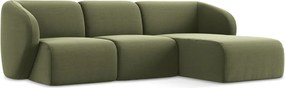 Zielony aksamitny narożnik (prawostronny/z szezlongiem) Lani – Makamii