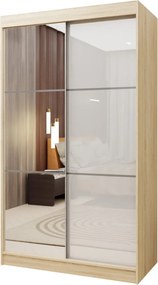 Szafa Przesuwna VITALE 120 cm z Lustrem Szafa Dwudrzwiowa Dąb sonoma