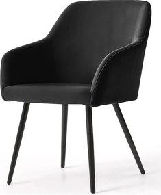 Zestaw 6 krzeseł welurowych na czarnej podstawie - Terviso 2X