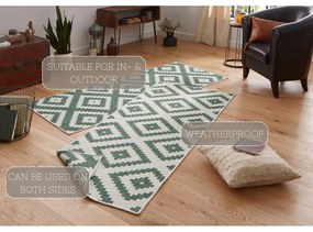Zielono-kremowy chodnik dwustronny odpowiedni na zewnątrz NORTHRUGS Malta, 80x250 cm