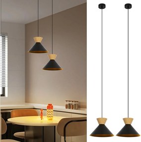 NETTLIFE Vintage Lampa wisząca do jadalni 2x Czarna lampa wisząca Industrialna lampa wisząca E27 Metal Retro