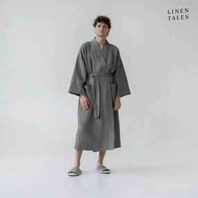 Ciemnoszary szlafrok w rozmiarze L/XL Honeycomb – Linen Tales
