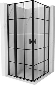 Mexen Mist L Duo kabina prysznicowa uchylna 110 x 110 cm, czarna kratka, czarna - 8A4L-110L-110P-70-77