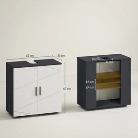 Szafka łazienkowa kleankin, komoda łazienkowa, szafka pod umywalkę, 2 poziomy, z płyty wiórowej, jasnoszara