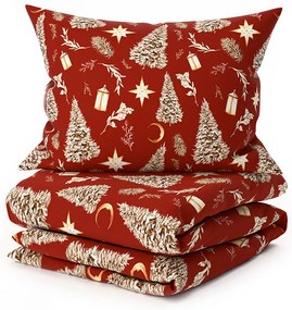 PrzytulneMieszkanie.pl PrzytulneMieszkanie.pl Pościel z mikrofibry ZŁOTE ŚWIĘTA czerwona Rozmiar pościeli: 70 x 90 cm | 140 x 200 cm