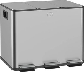 HOMCOM Kosz na śmieci 3 × 20 l | stal odporna na odciski, ciche domykanie, wyjmowane wkłady